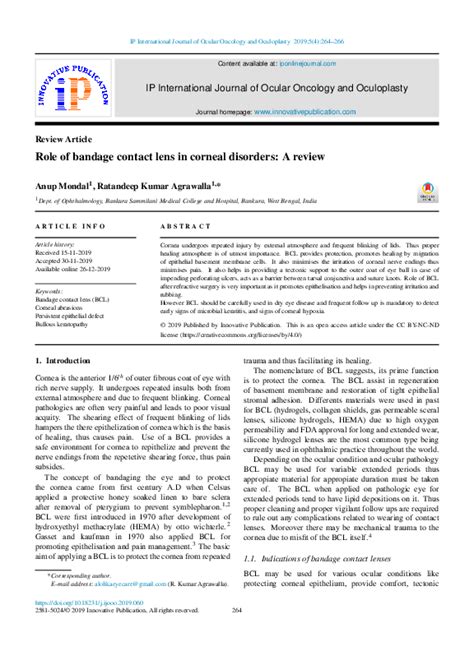 (PDF) Role of bandage contact lens in corneal disorders: A review | IP ...