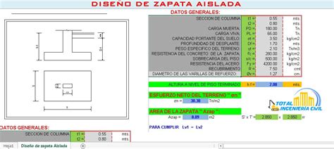 Plantilla de cálculo en excel para diseño de zapatas aisladas ...