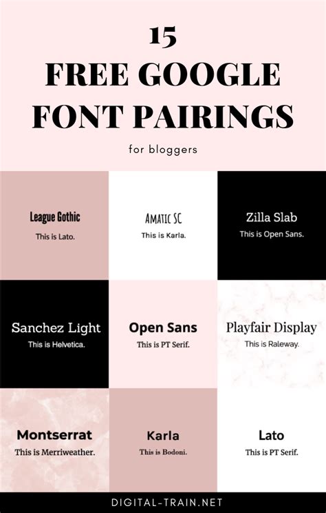 15 Free Google Font Pairings Digital Train #grain #grain #graphic Design Typography, Graphic ...