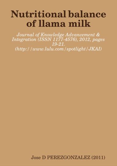 Nutritional balance of llama milk