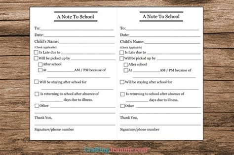 School Note Template (Free Download) - Crafting Jeannie