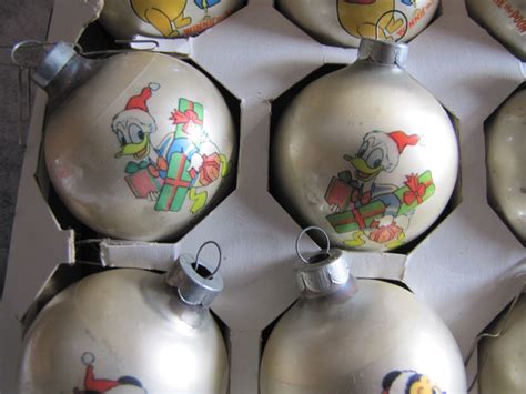 Lot of 18 2 boxes of Vintage Disney By Sears Christmas Tree Ornaments Mickey - Glass, Crystal