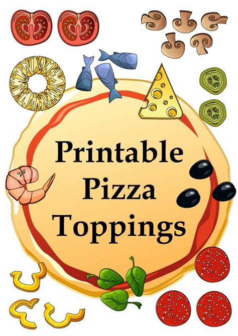 16 free printable pizza toppings PDF pages - ESL Vault