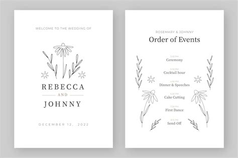 Free Vector | Flat design wedding order of service template