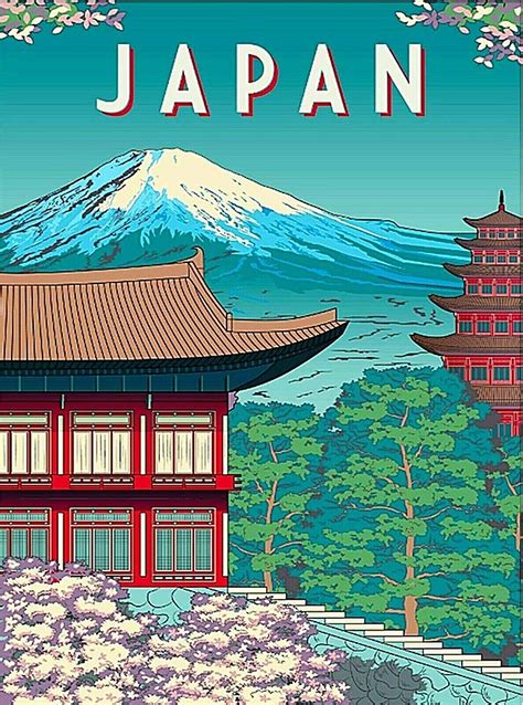 Mt. Fuji Japan Japanese Asia Asian Retro Travel Home Art Deco Print. – Poster - Canvas Print ...