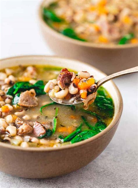 Instant Pot Black-Eyed Pea Soup with Ham Hock and Spinach - Posh Journal