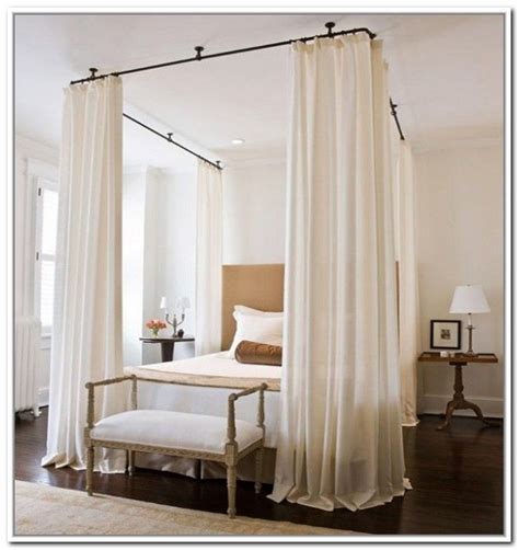 Ceiling Mount Curtain Rods Canopy Bed | Himmelbetten, Modernes schlafzimmer, Schlafzimmer design