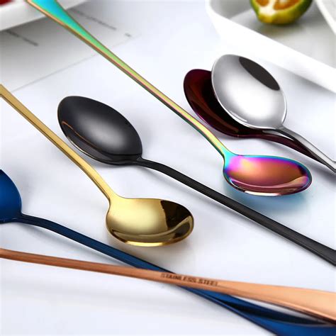 Aliexpress.com : Buy Colorful Spoon Long Handle Spoons Flatware Coffee Drinking Tools Kitchen ...