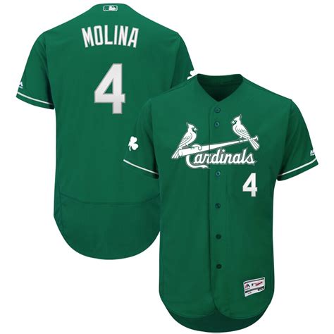 Yadier Molina St. Louis Cardinals Majestic St. Patrick's Day Flex Base ...