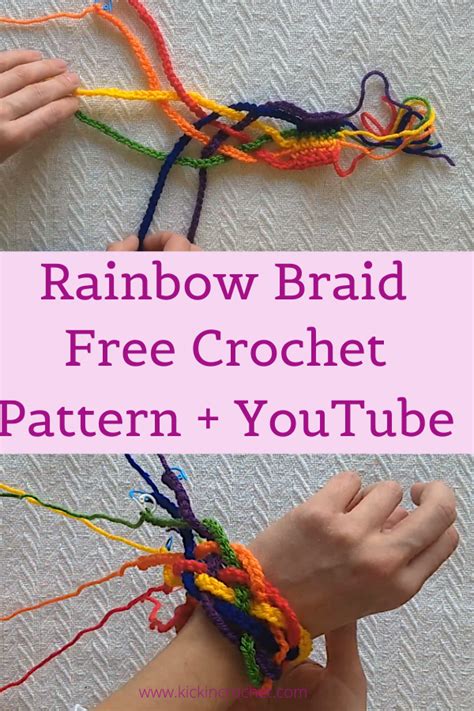 How to Make a Crochet Rainbow Braid Bracelet - Kickin Crochet