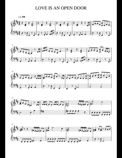 Love Is An Open Door sheet music for Piano download free in PDF or MIDI