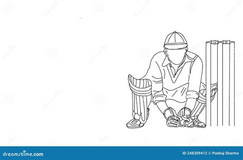 Cricket Logo, Cricket Wicket Keeper Vector, Sketch Drawing of Cricket ...