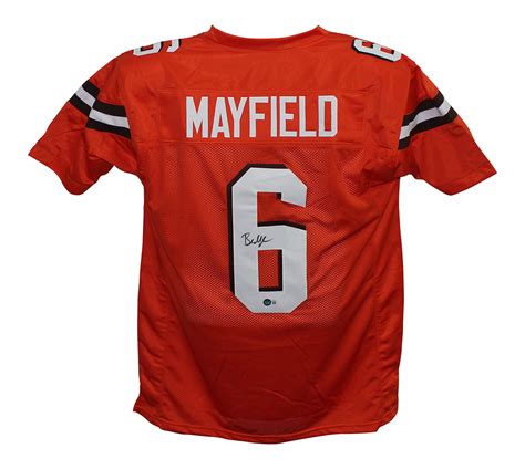 Baker Mayfield Autographed/Signed Pro Style Orange XL Jersey BAS 32427 ...