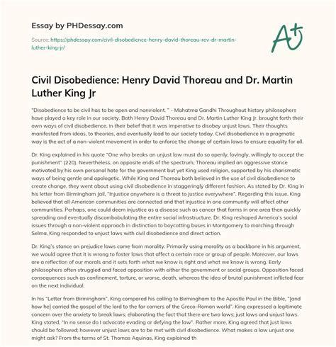 Civil Disobedience: Henry David Thoreau And Dr. Martin Luther King Jr ...