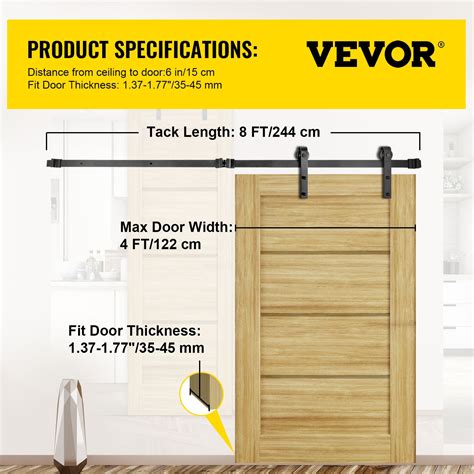 Vevor Barn Door Hardware Kit Barn Door Kit 8 Ft Carbon Steel For Double Doors | VEVOR US