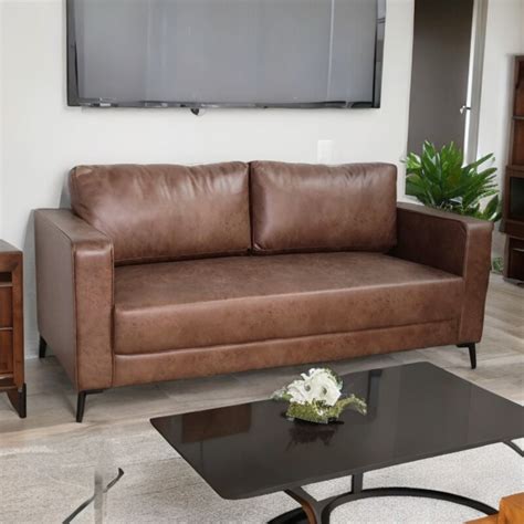 Dark Brown Leather And Fabric Sofa | Baci Living Room