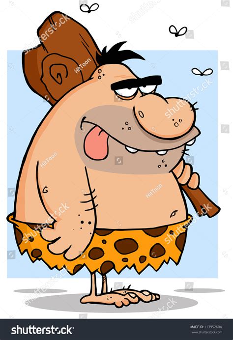 Caveman Cartoon Character . Raster Illustration.Vector Version Also ...