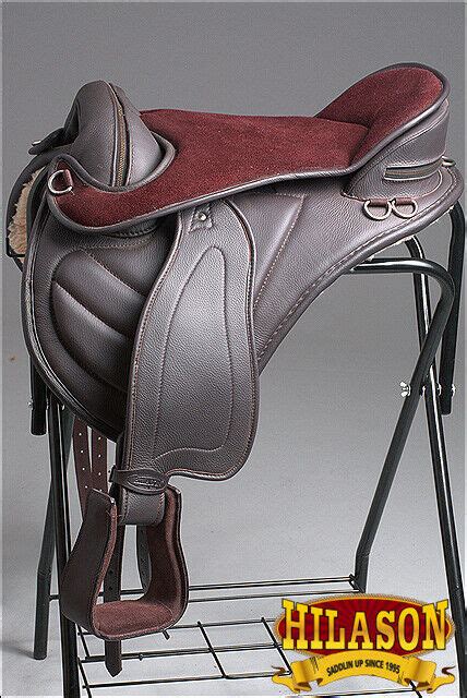 Horse English Treeless Saddle Hilason Endurance Trail Pleasure Leather U-E104 - Saddles