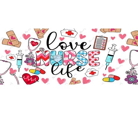 Nurse Life Graphic Design 16oz. Sublimation Cup Wrap Print | Maxie's