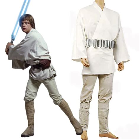 Cosplay Star Wars Costume Luke Skywalker Tunic Cosplay Costume Full Set Uniform White Color ...