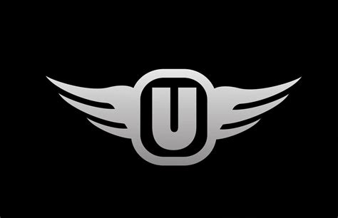 U alphabet letter logo for business and company with wings and black ...