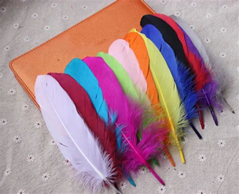 Aqua Goose Feathers,100pcs/lot Mixed color Goose Satinettes Loose ...