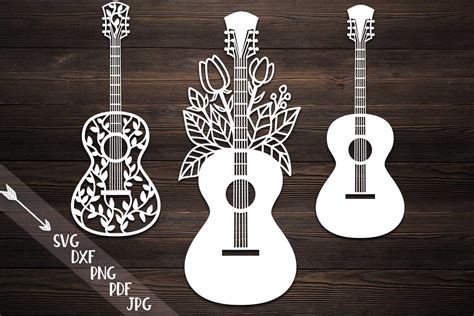 Guitar, Guitar with Flowers, Decorative Zentagle Guitar Graphic by ...