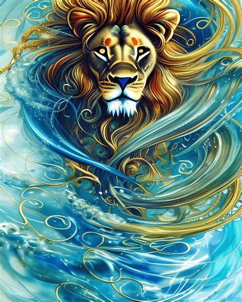 Lion Underwater Digital Painting · Creative Fabrica