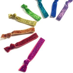 5 Glitter Elastic Velvet Hair Ties Choose Your Colors - Etsy