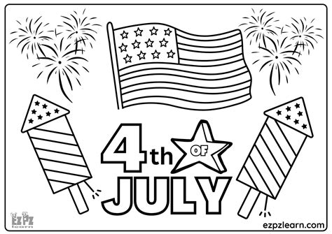 4th of July Independence Day Coloring Page 1 - Ezpzlearn.com