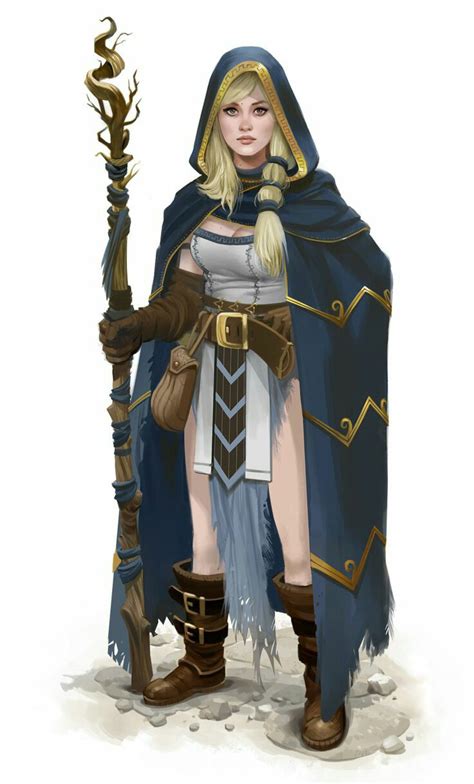 Cloaked Female Druid - Pathfinder PFRPG DND D&D d20 fantasy Fantasy Magic, Fantasy Wizard ...