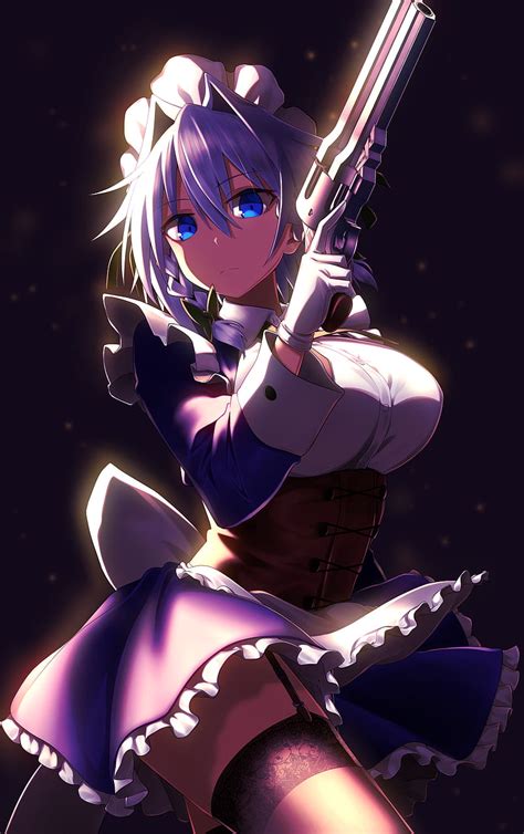 Izayoi Sakuya, knife, girl, anime, touhou, maid, anime girl, weapon ...