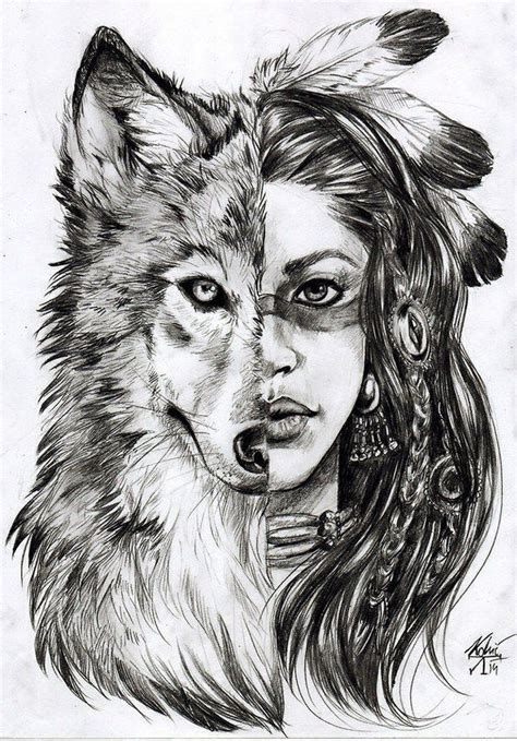 Native American Wolf Drawings