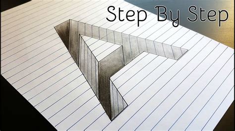 How to Draw A Hole in Line Paper | 3D Trick Art | Optical illusion - YouTube