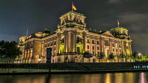 Desktop Wallpapers Berlin Germany Reichstag Night Rivers 2560x1440