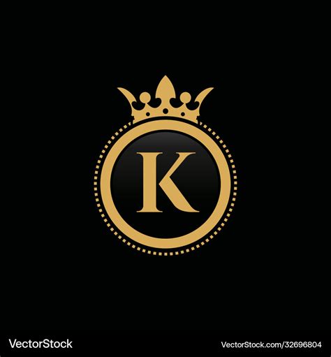 Letter k royal crown luxury logo design Royalty Free Vector