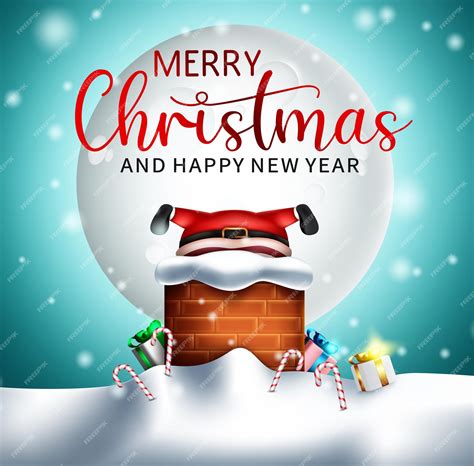 Premium Vector | Merry christmas greeting vector design Merry christmas text with funny santa ...