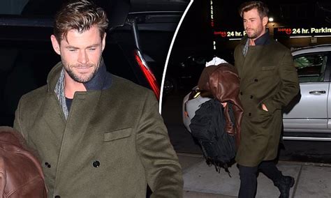 Chris Hemsworth arrives at NY hotel after filming Hugo Boss ad | Daily ...