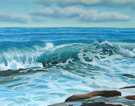 Seascape Oil Painting Step by Step - I have painted the foreground water - P.J. Cook Artist Studio