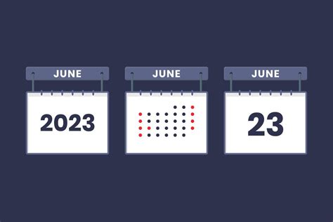 2023 calendar design June 23 icon. 23rd June calendar schedule ...