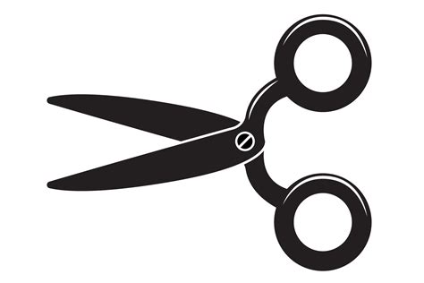 Vector scissors icon. Black and white metallic scissor symbol isolated on a white background ...