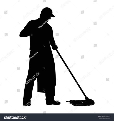 Male Cleaning Worker Tools Silhouette Vector Stock Vector (Royalty Free ...