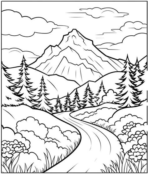 Mountains And Lakes Coloring Pages