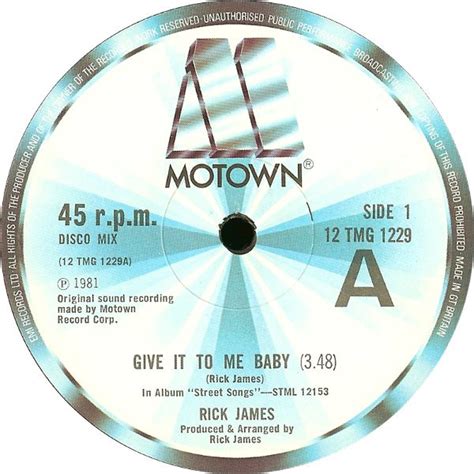 Rick James - Give It To Me Baby (1981, Vinyl) | Discogs