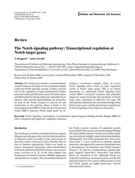 (PDF) Review The Notch signaling pathway: Transcriptional ... · PDF fileThe Notch signaling ...