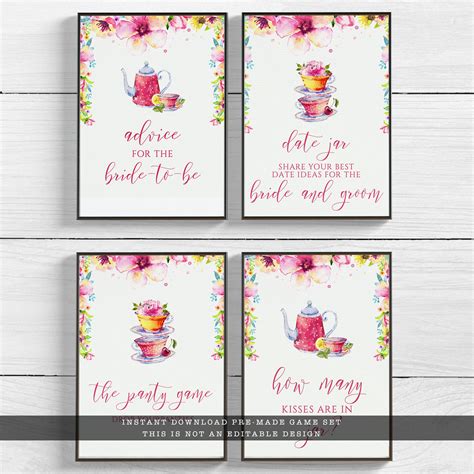 Tea Party Printable Bridal Shower Games Bridal Shower Games | Etsy