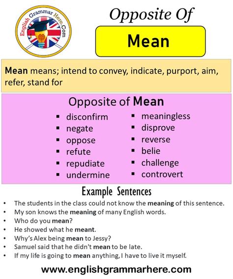 Opposite Of Mean, Antonyms of Mean, Meaning and Example Sentences ...