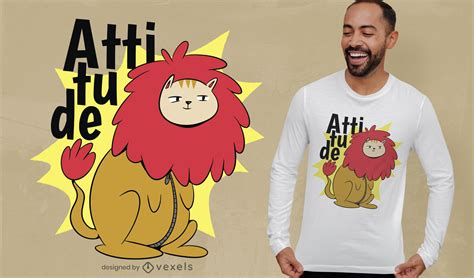 Cat Animal In Lion Costume T-shirt Design Vector Download