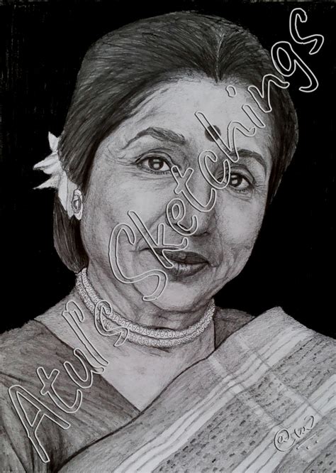 Asha Bhosle Pencil Sketch, Drawing, Realistic Art