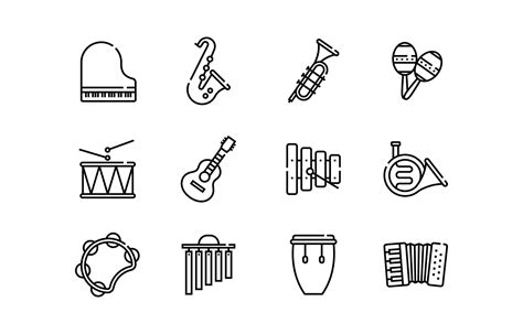 Jazz Music Instrumental Line Icons 5419738 Vector Art at Vecteezy